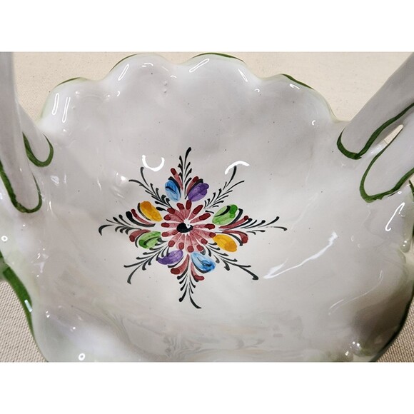 Vintage RCCL Portuguese ART Ceramic Hand Painted Basket Floral - 1988 - Picture 8 of 11